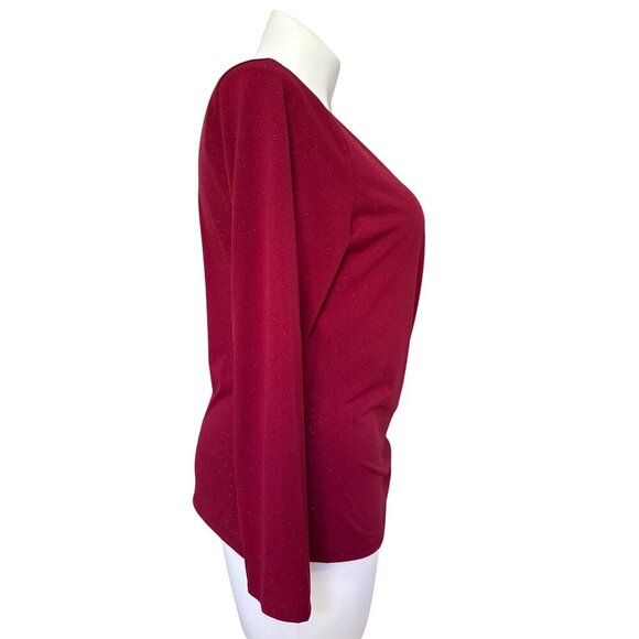 Vince Camuto Asymmetric Cutout Top, Long Sleeve Sparkle Red Women's Size XL - Picture 4 of 9
